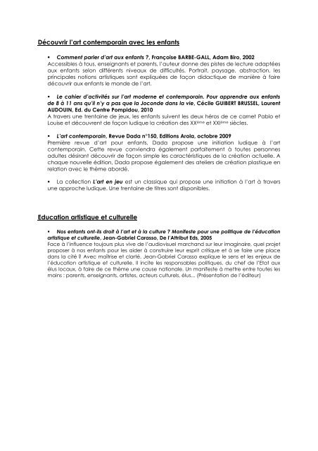 Bibliographie avec quelques notices publiée en ligne - Réseau art ...