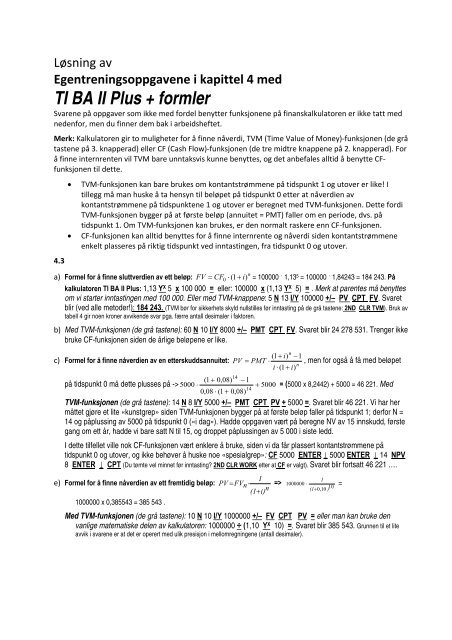 TI BA II Plus + formler - Aage Sending