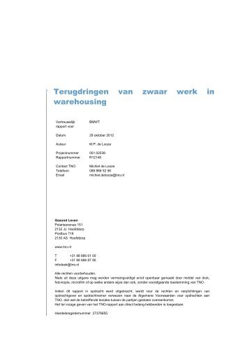 Terugdringen van zwaar werk in warehousing - Bmwt