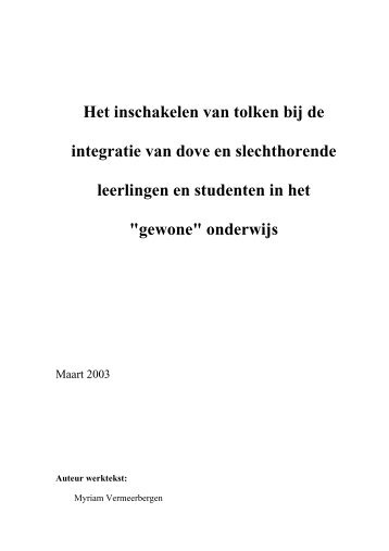 Inschakeling van tolken bij onderwijsintegratie - Vlaams ...