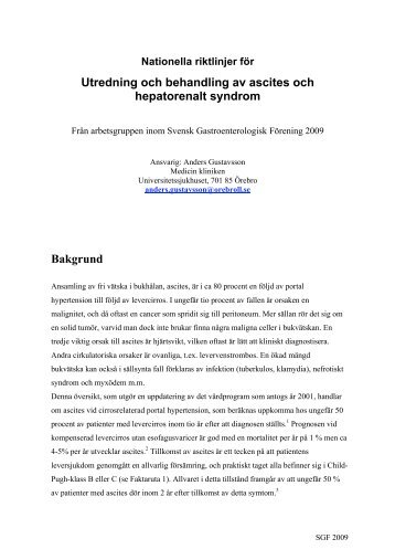 Ascites och hepatorenalt syndrom 2009 - Svensk Gastroenterologisk ...