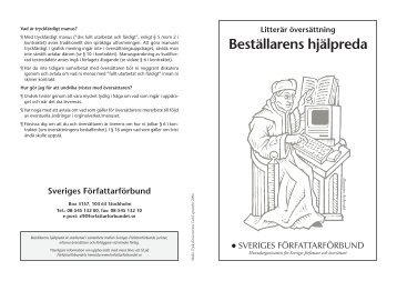 Beställarens hjälpreda - Sveriges Författarförbund