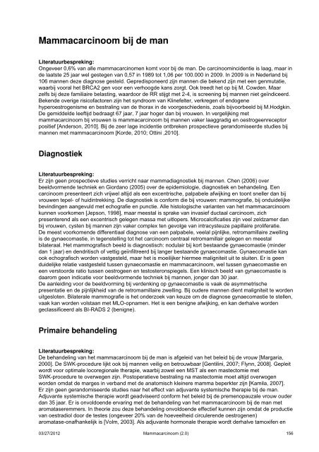 Richtlijn: Mammacarcinoom (2.0) - Kwaliteitskoepel