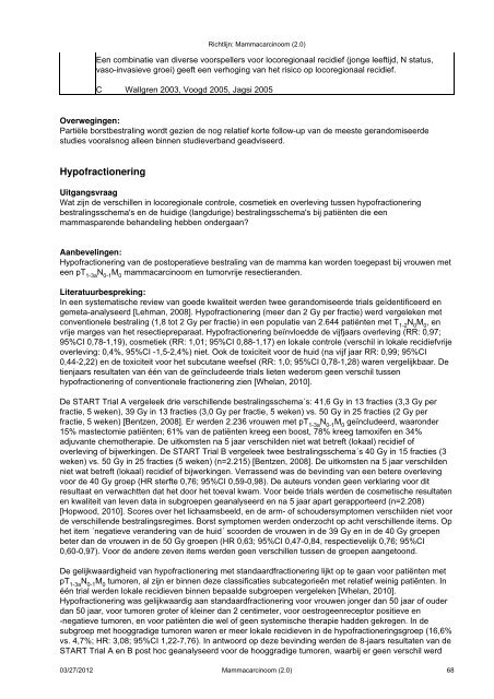 Richtlijn: Mammacarcinoom (2.0) - Kwaliteitskoepel
