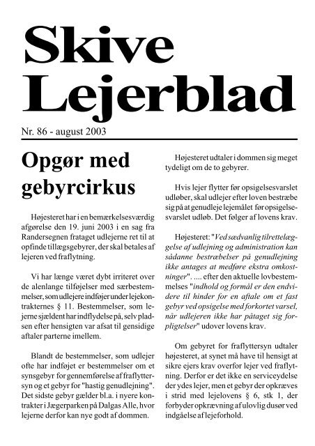 Opgør med gebyrcirkus - Lejernes LO – Skive afd.