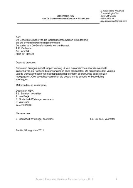 Rapport Deputaten Onderzoek Herziene Statenvertaling