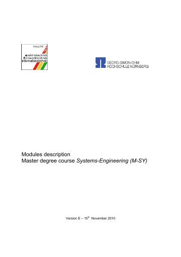 Modules description Master degree course Systems-Engineering (M ...