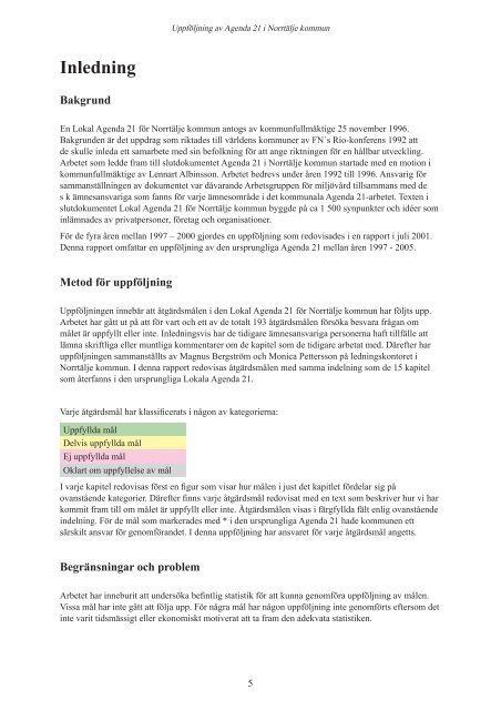 Uppföljning av Lokal Agenda 21 - Norrtälje kommun