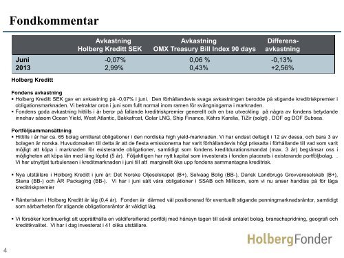 Månadsrapport Holberg Kreditt SEK - Holberg Fondene
