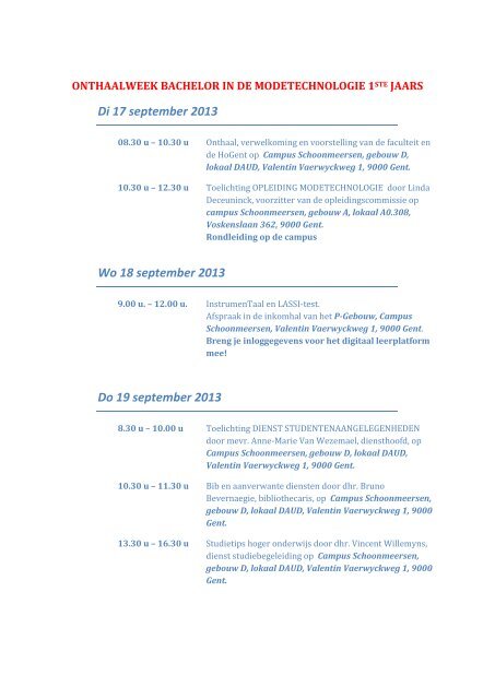 Rooster onthaalweek en startpakket modetechnologie