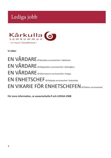 Info-bladet nummer 5/2013 - Kårkulla samkommun