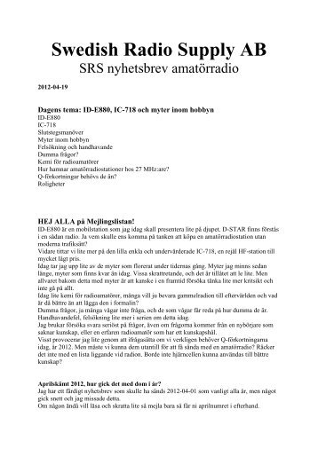 2012-04-19 ID-E880 och IC-7200 - Swedish Radio Supply AB