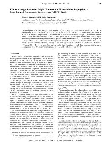 Volume Changes Related to Triplet Formation of Water-Soluble ...