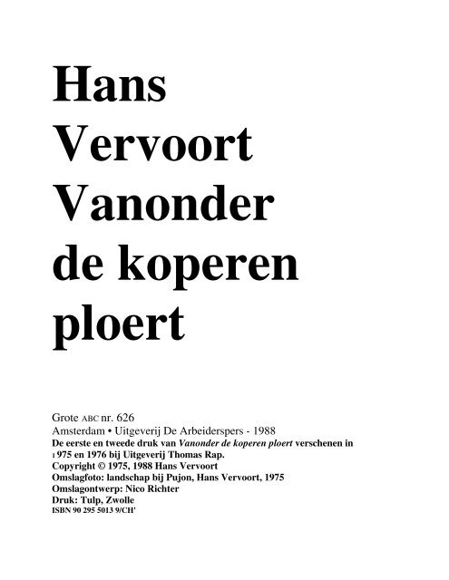 Vanonder de koperen ploert - Hans Vervoort