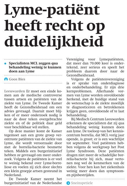 Lyme-patiënt heeft recht op duidelijkheid - Heigo