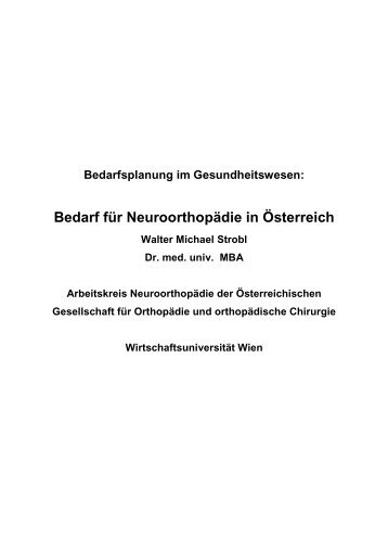 Bedarf für Neuroorthopädie in Österreich, 2007 - Motio