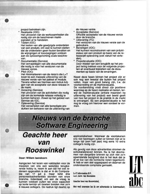 projecten - In 1984 ben ik bij L+T International (later L+T Informatica ...