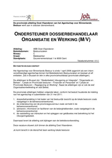 ondersteuner dossierbehandelaar organisatie en werking (m/v)