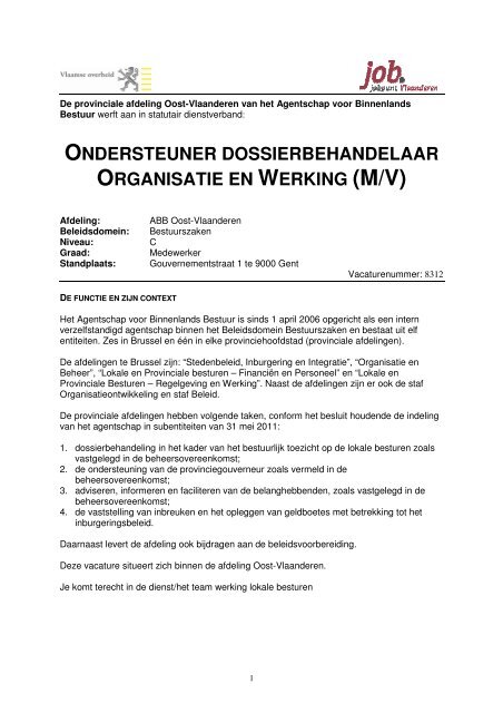 ondersteuner dossierbehandelaar organisatie en werking (m/v)