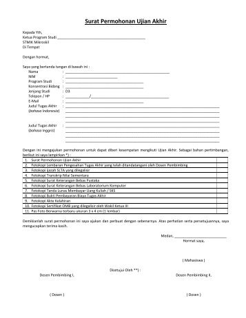 Surat Permohonan Ujian Akhir - STMIK Mikroskil