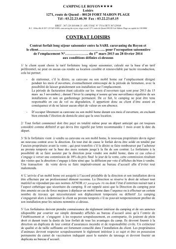 Contrat Hivernage Camping Car Contrat Hivernage Camping Car