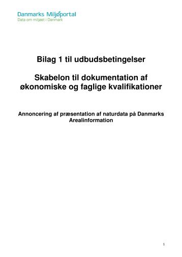 Bilag 1 til udbudsbetingelser Skabelon til dokumentation af ...