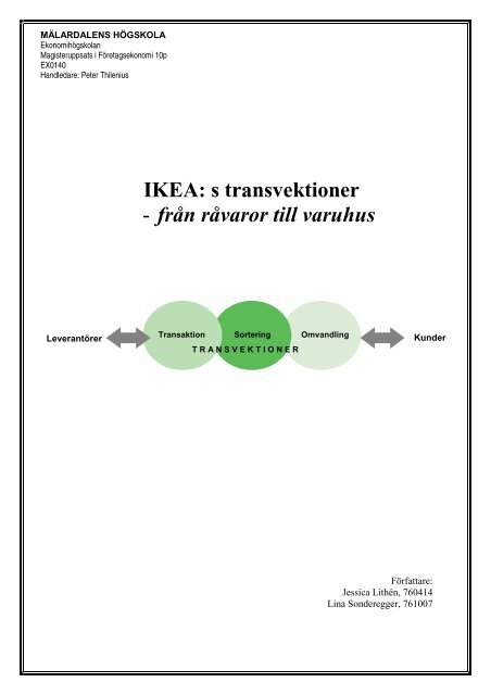 IKEA: s transvektioner - från råvaror till varuhus - Ekonomihögskolan ...