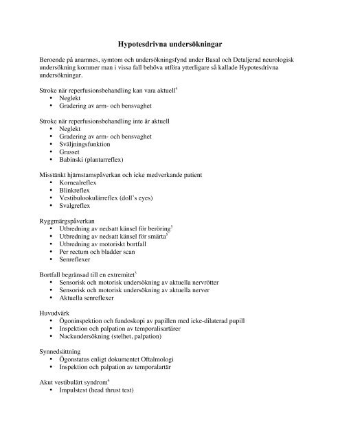 Neurologisk undersökning - swesem