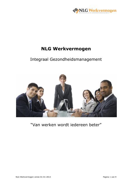 Brochure NLG Werkvermogen - Baars Verzekeringen