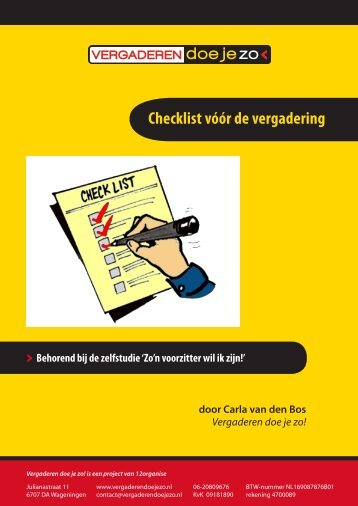 Checklist vóór de vergadering - Vergaderen doe je zo