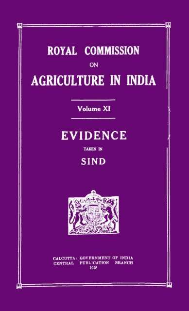 Title : Royal Commission on Agriculture in India - Reserve Bank of ...