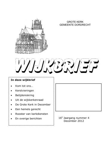 Wijkbrief december 2012 - Grote Kerk Dordrecht