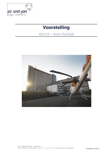 Voorstelling VE115 – Kort Verblijf - AZ Sint-Jan Brugge