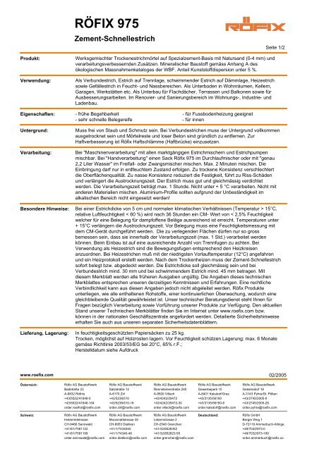 RÖFIX 975 - Zement-Schnellestrich