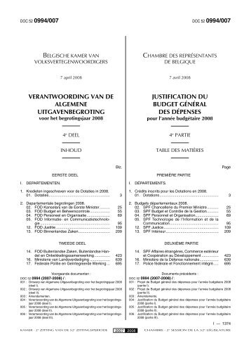 52-994/7 - La Chambre des représentants de Belgique