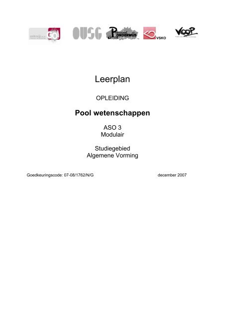 pool wetenschappen – ASO3 - Stuurgroep volwassenenonderwijs