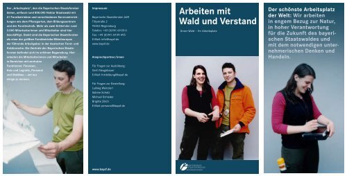 Flyer Arbeiten mit wald und verstand - Bayerische Staatsforsten
