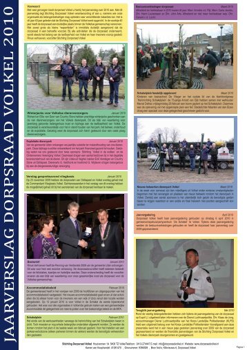 jaarverslag dorpsraad 2010 blz1 - Stichting Dorpsraad Volkel