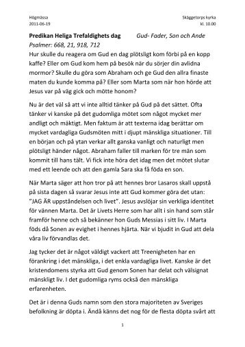 Predikan Heliga Trefaldighets dag Gud- Fader, Son och Ande ...