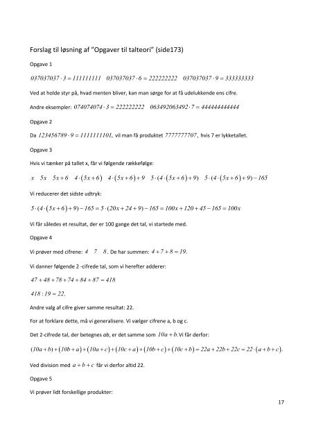 Forslag til løsninger til opgaver i Matematik – En grundbog for ...