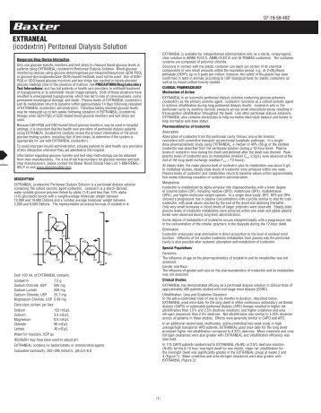 EXTRANEAL (icodextrin) Peritoneal Dialysis Solution - Baxter