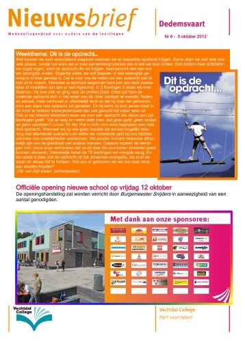 nieuwsbrief nr 6 – 5 oktober 2012 - Vechtdal College