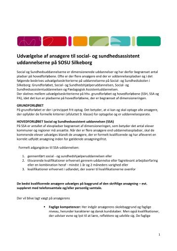 Udvælgelse af ansøgere SOSU-Silkeborg SSA