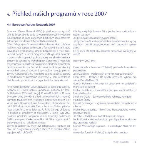 Výroční zpráva 2007 - Evropské hodnoty o.s.