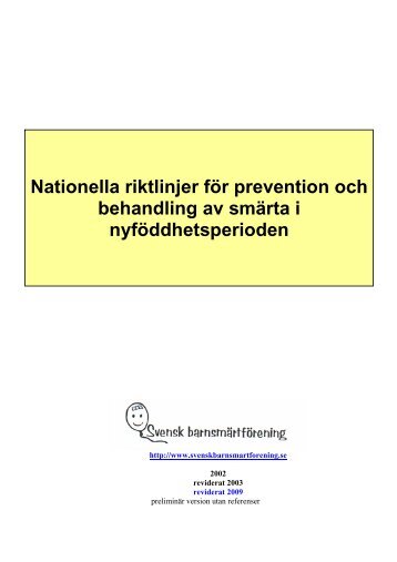 Nationella riktlinjer för prevention och behandling av smärta i ...