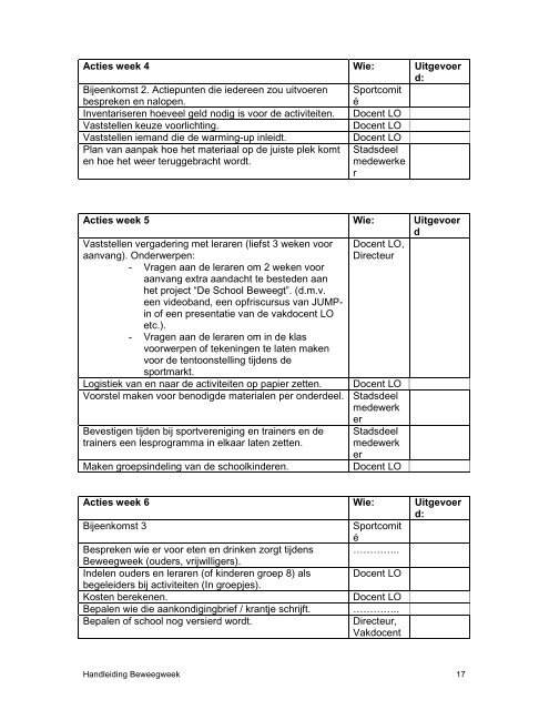 Acties week 4 Wie Uitgev
