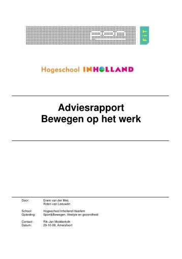 Adviesrapport Bewegen op het werk - Robin van Leeuwen