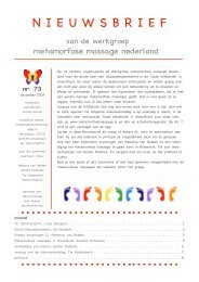 Nieuwsbrief 73 - werkgroep metamorfose massage nederland
