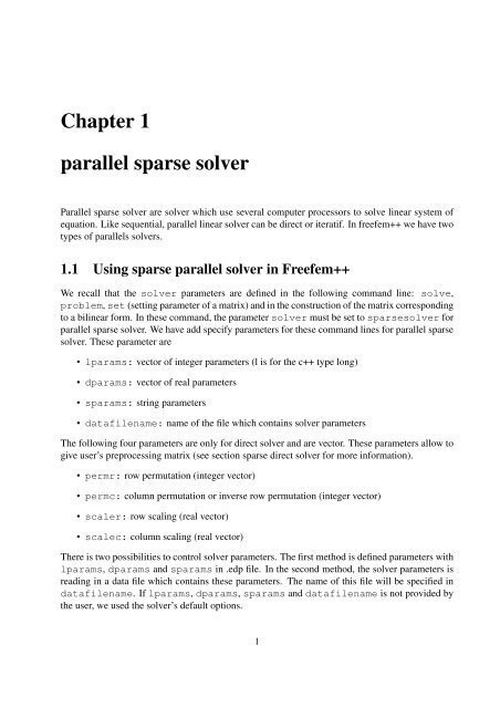 Chapter 1 parallel sparse solver - freeFEM.org
