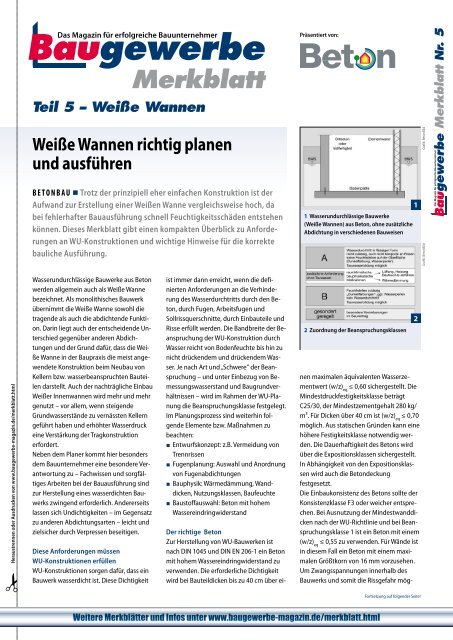 MERKBLATT Nr. 5: Weiße Wanne - Baugewerbe-Magazin